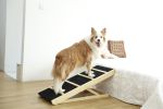 Tall Adjustable Pet Ramp; Folding Portable Wooden Dog Cat Ramp; Non-Slip Paw Traction Surface Dog Step for Car; SUV; Bed; Couch; Adjustable Height fro