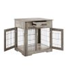 JHX Furniture Style Dog Crate End Table with Drawer; Pet Kennels with Double Doors ; Dog House Indoor Use; (Grey; 29.92'w x 24.80' d x 30.71'h)