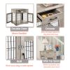 JHX Furniture Style Dog Crate End Table with Drawer; Pet Kennels with Double Doors ; Dog House Indoor Use; (Grey; 29.92'w x 24.80' d x 30.71'h)