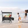 YSSOA Heavy Duty Folding Portable Hand Cart with Removable Canopy; 8'' Wheels; Adjustable Handles and Double Fabric for Shopping; Picnic; Beach; Campi