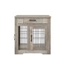 JHX Furniture Style Dog Crate End Table with Drawer; Pet Kennels with Double Doors ; Dog House Indoor Use; (Grey; 29.92'w x 24.80' d x 30.71'h)