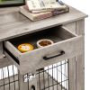 JHX Furniture Style Dog Crate End Table with Drawer; Pet Kennels with Double Doors ; Dog House Indoor Use; (Grey; 29.92'w x 24.80' d x 30.71'h)