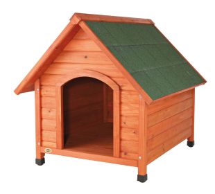 Cottage Weatherproof Small Wooden Outdoor Dog House with Elevated Floor, Brown (size: M)